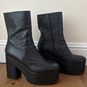 Dries Van Noten Black Leather Platform Boots